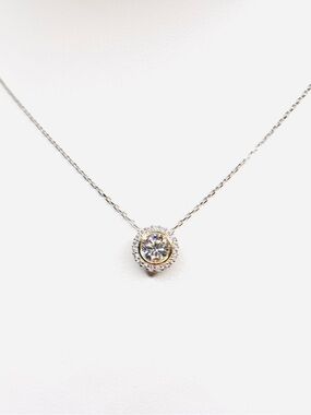 Delicate Moissanite Necklace 1 c.t.w with/ Halo